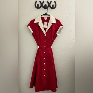 Chic Red and White Midi Dress